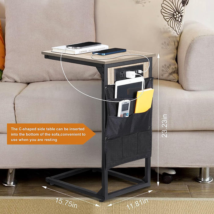 Set of 2 C Shape End Table, Charging