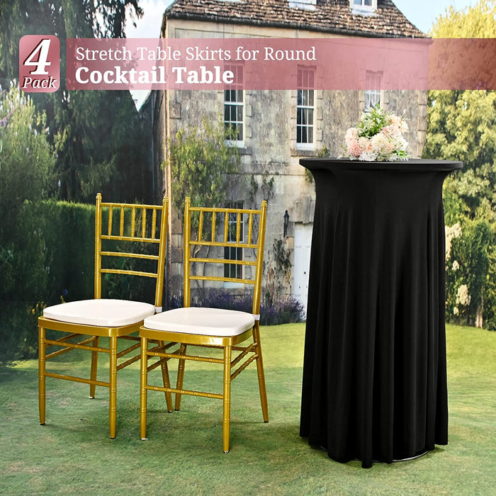 4 Pack round Cocktail Table Skirt, Black