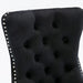 Set of 2 Black Upholstered Accent Chairs, Button Tufted, Armless, Back Ring Pull, Nailhead Trim, 20″ Seat Height