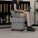 Grey Velvet Ottoman with Storage and Support