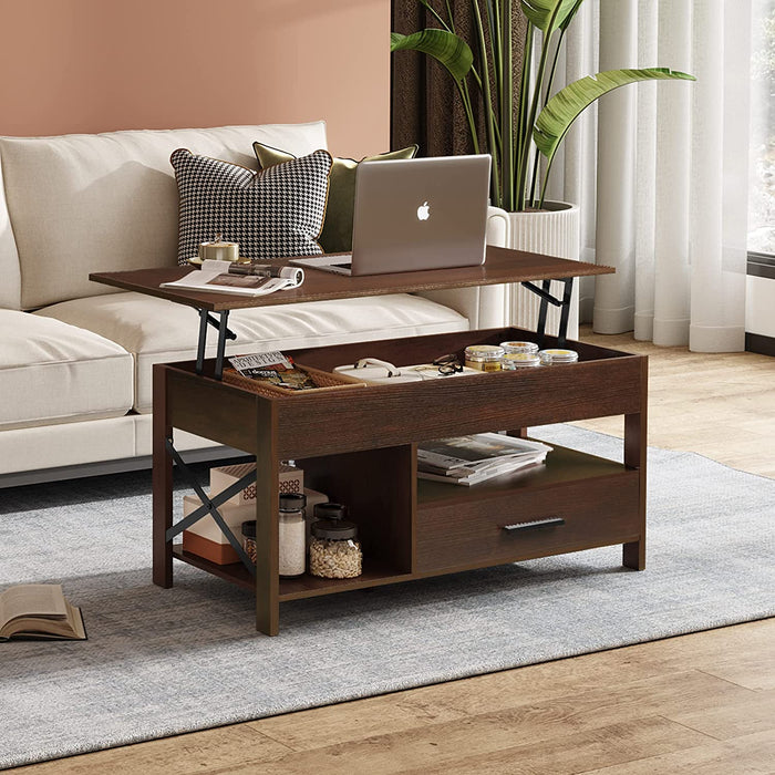 Lift Top Coffee Table with Storage, Metal Frame