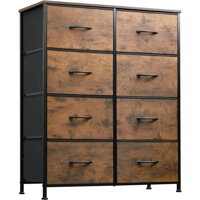 Fabric Storage Tower with 8 Drawers, Rustic Brown