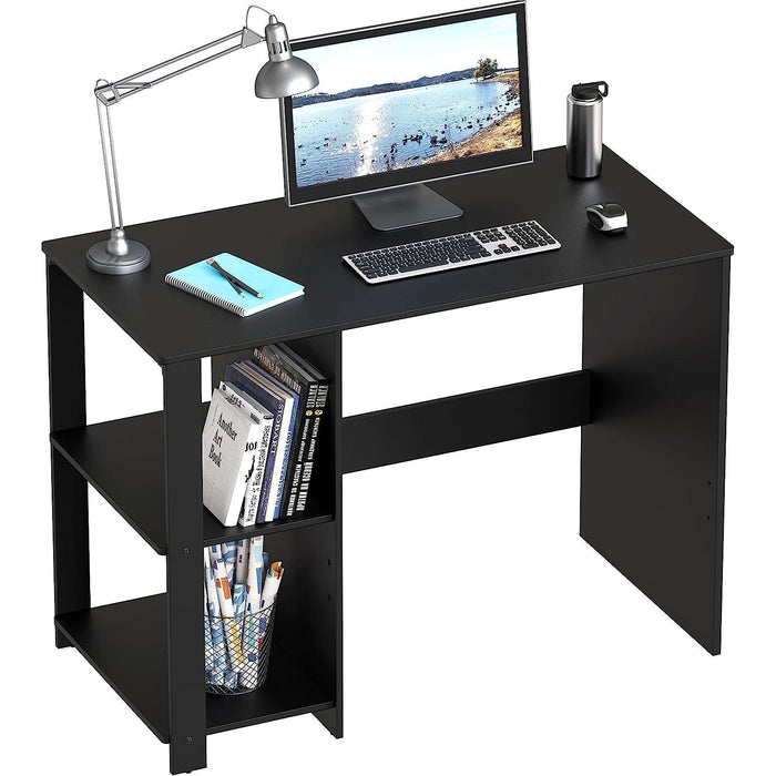 Black Desk with Shelves for Home Office