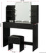 Large Vanity Set with 10 Lights Bulbs, 2 Drawers (Black)