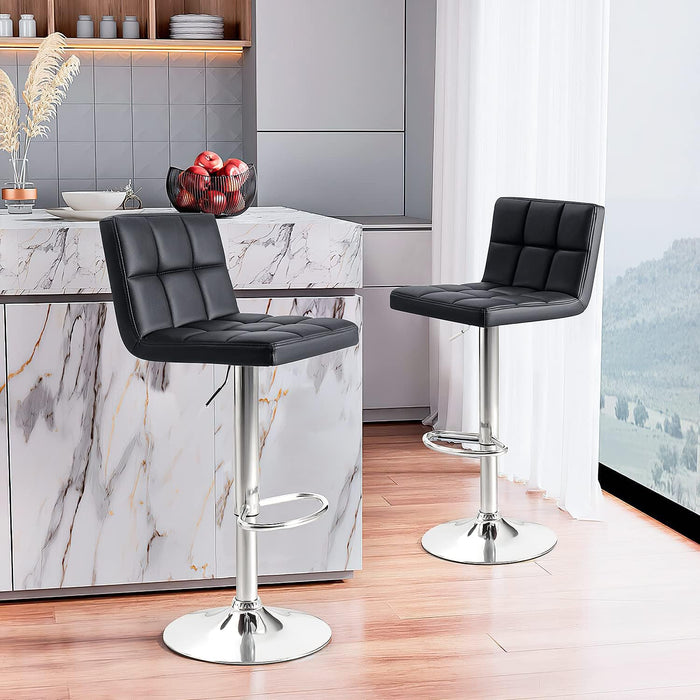 Modern PU Leather Adjustable Barstools Set of 2