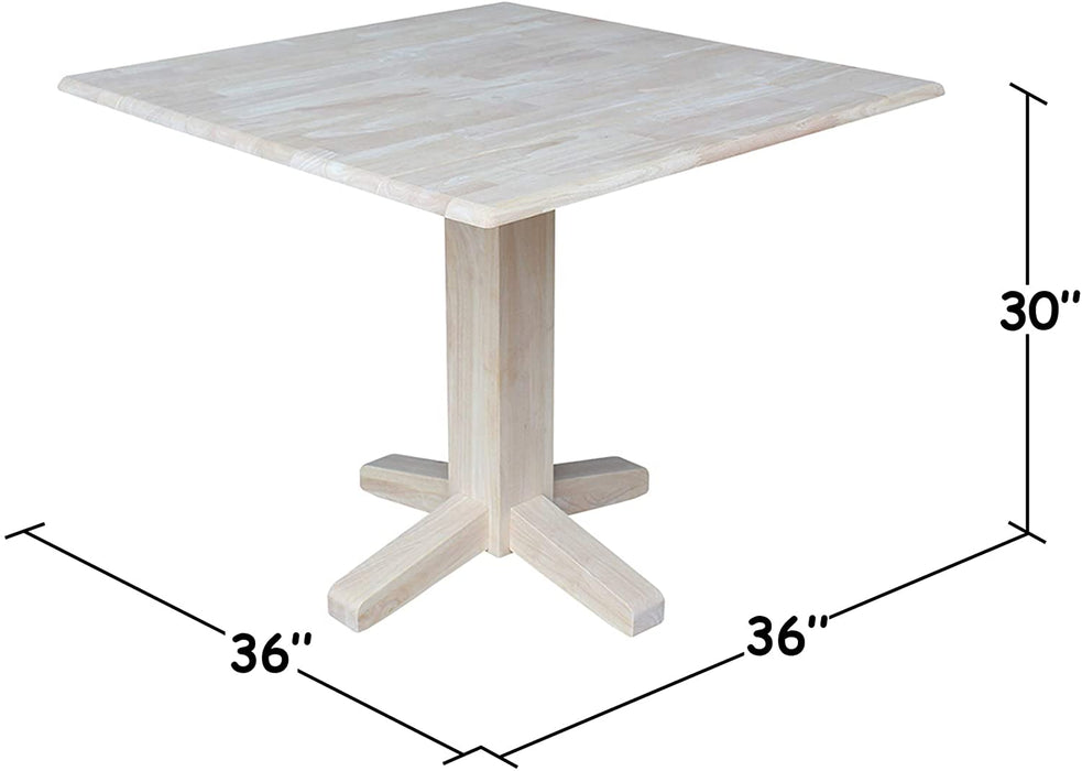 Square Dual Drop Leaf Dining Table in Unfinished Wood