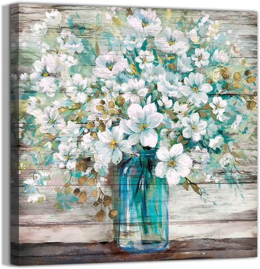 Teal Blue Country Canvas Wall Art Decor