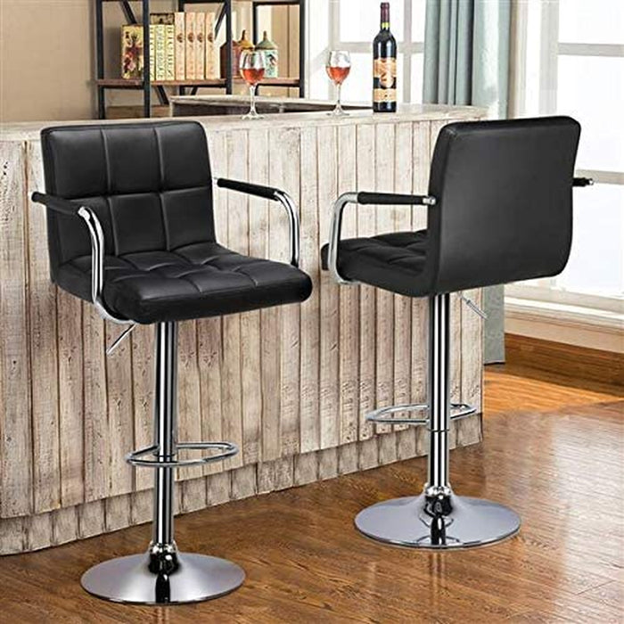 Adjustable PU Leather Barstools, Set of 4