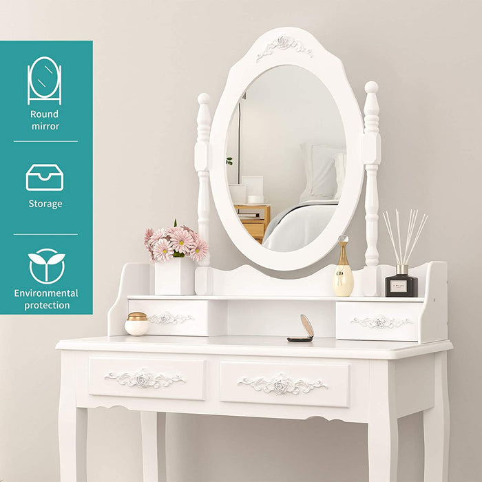 White Bedroom Makeup Table Set