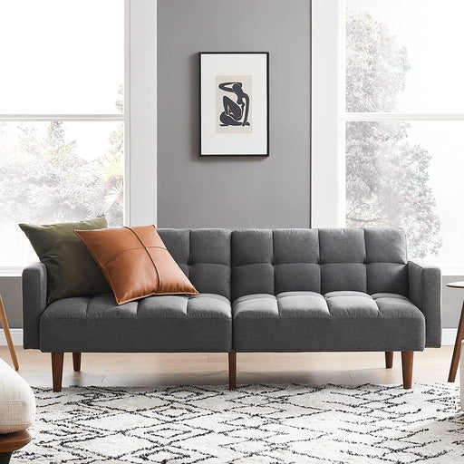 Dark Gray Twin Futon Sofa with Arms
