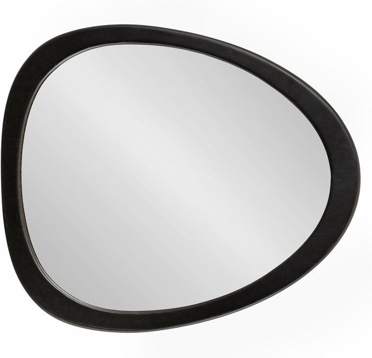 Mckinder Mid-Century Asymmetrical Wood Wall Mirror, 24 X 28, Black, Decorative Geometric Irregular Mirror with Robust Wooden Frame and Mid-Century Mirror Look