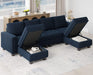 Blue Velvet Storage Ottoman for Living Room