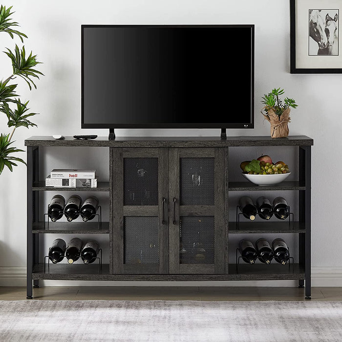 Industrial Wine Bar Cabinet with Storage