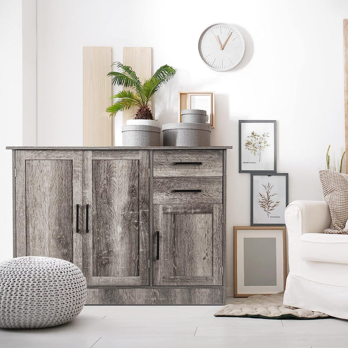 Gray Entryway Cupboard Sideboard Storage Cabinet with Drawers