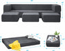 Velvet Futon Sofa Bed with Ottomans and Memory Foam