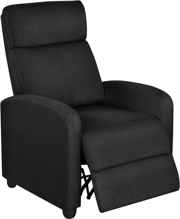 Fabric Push Back Recliner Chair, Pocket Spring, Matte Black