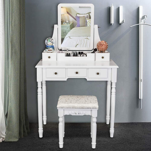 Girls Vanity Set with Mirror and Stool