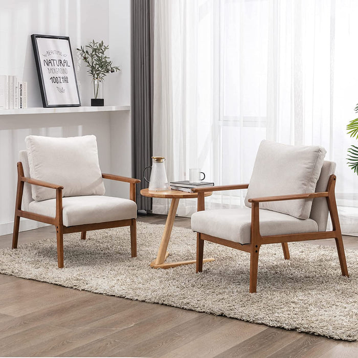 Comfy Retro Lounge Chair with Solid Wood Frame