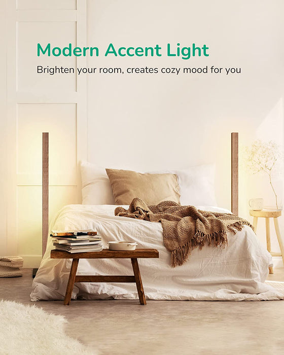 Modern Wood LED Corner Floor Lamp with Remote