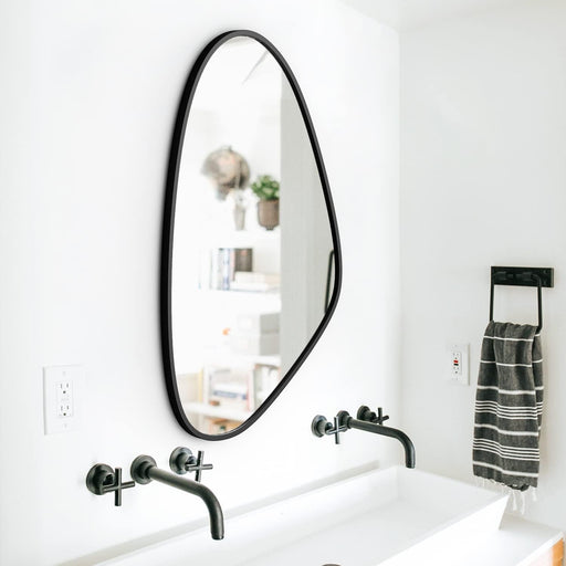 Irregular Wall Mirror,Asymmetrical Mirror Unique Vanity Mirror,23.8X35 Black Modern Bathroom Mirror for Washroom Living Room Bedroom