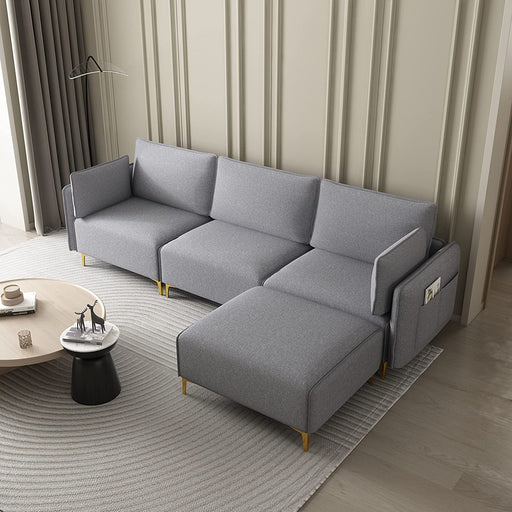 Luxury Grey USB Sectional Sofa