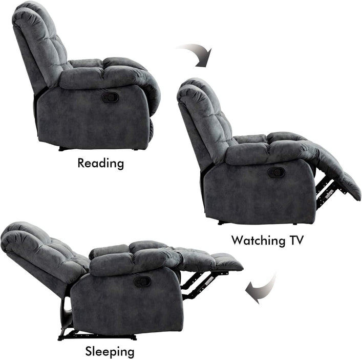 Single Recliner Chairs with Breathable Fabric (Gray)