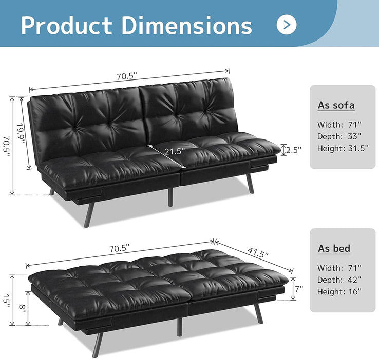 Memory Foam Futon Sofa Bed for Small Spaces