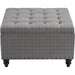 Grey Tufted Ottoman with Storage for Living Room