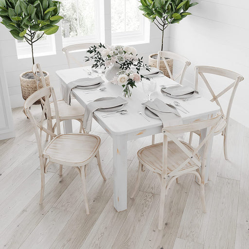 Rustic White Solid Pine Farm Dining Table