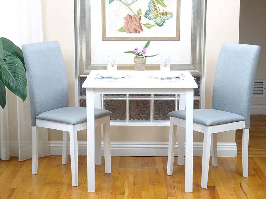 Square Wooden Dining Table in White Finish