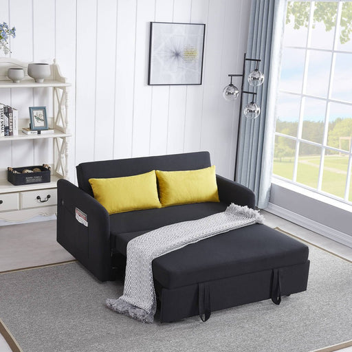 Convertible Loveseat with Pull Out Bed - Black