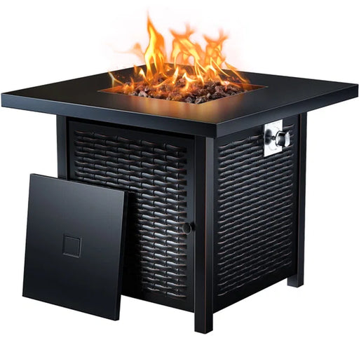 24.8'' H X 32'' W Steel Propane Outdoor Fire Pit Table with Lid