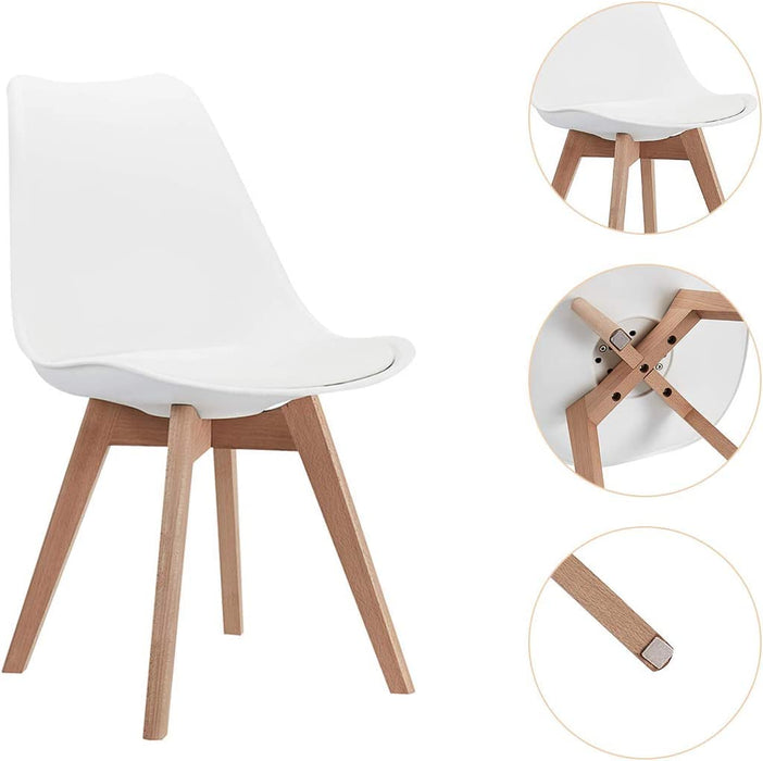 White Padded Shell Dining Chairs
