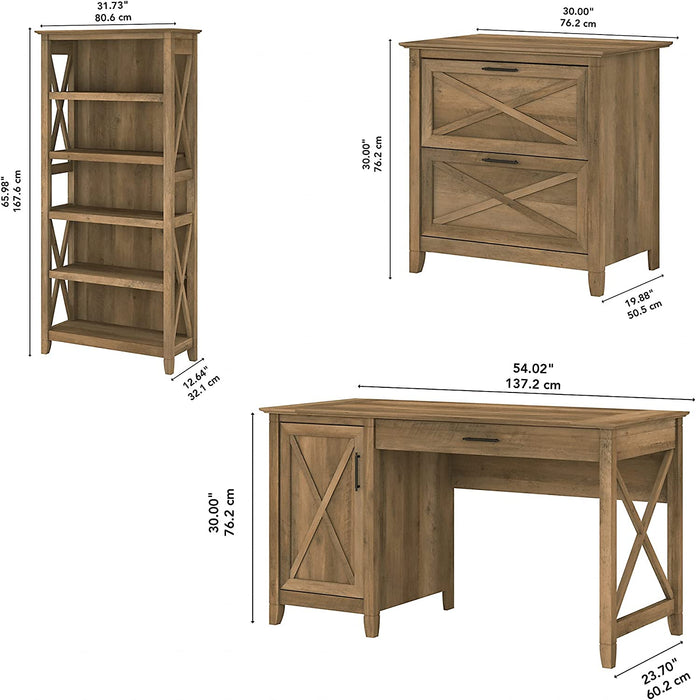 Key West Computer Desk with 2 Drawer Lateral File Cabinet, Reclaimed Pine