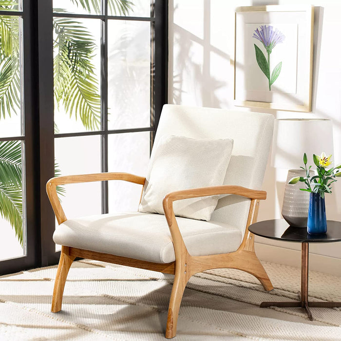 Linen Upholstered Wood Frame Accent Chair