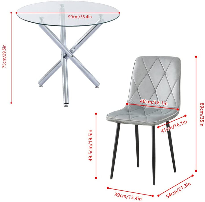 5-Piece Modern Glass Dining Table Set