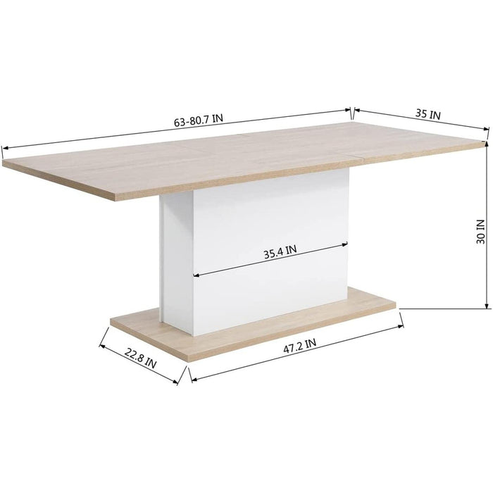Extensible Dining Table for 4-8P, Wooden Top