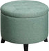 Green Faux Linen round Ottoman by Designs4Comfort