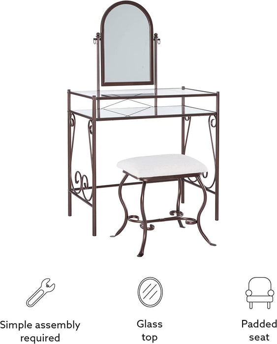 Dark Metal Vanity Table Set