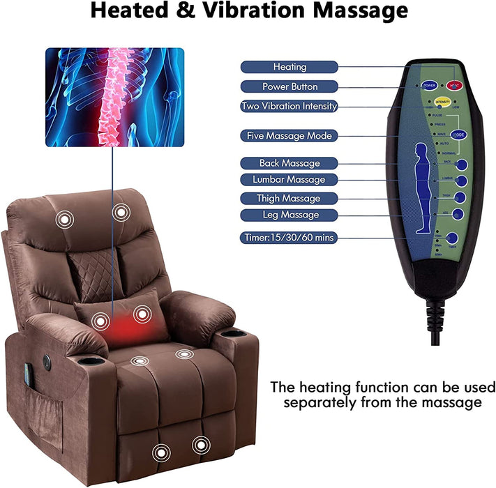 Power Lift Recliner Chair Elderly Electric Vibration Massage Heat