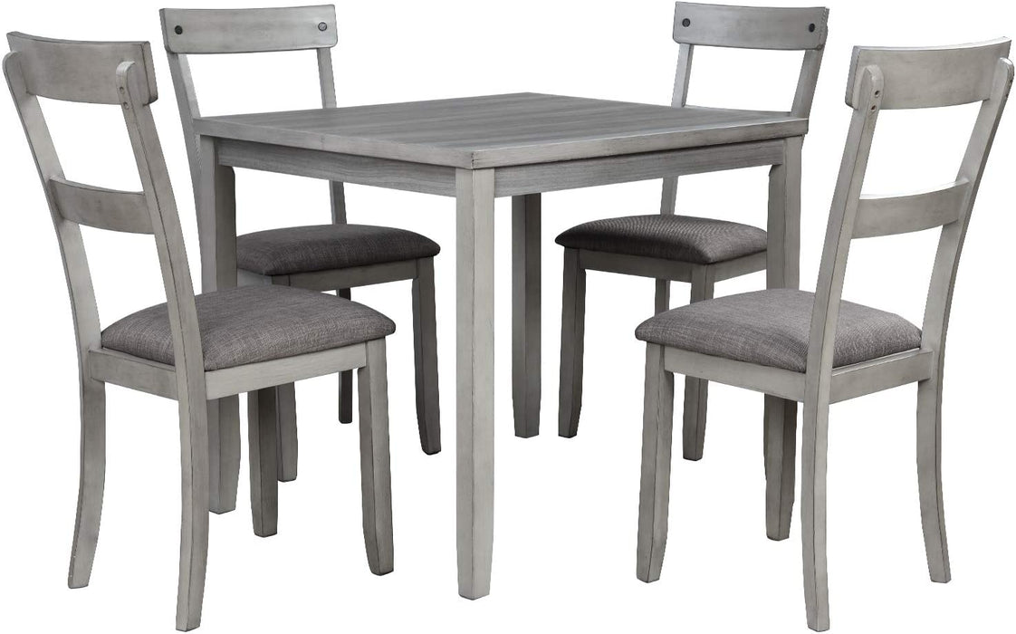 5-Piece Farmhouse Wood Kitchen Dining Table Set with Padded Chairs