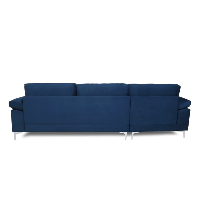 Navy Blue Velvet Sectional with Left Chaise