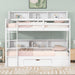 Twin over Twin Solid Wood Bed Frame with Built-In Shelves and Storage Drawer