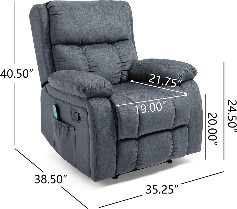 Lindale Massage Recliner, Wood, Charcoal + Black