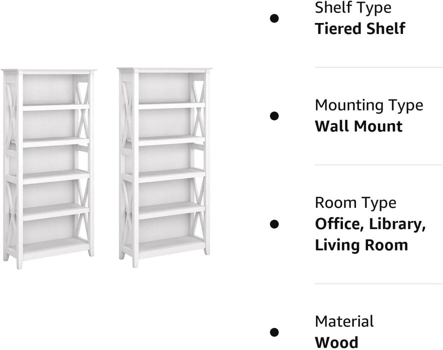 White Oak Bookcase Set with 5 Shelves