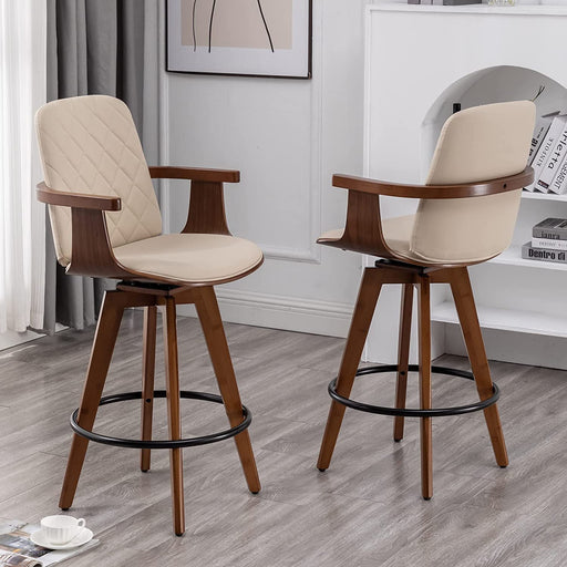 Upholstered Faux Leather Counter Height Bar Stools Set of 2