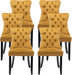 Gold Velvet Dining Room Chairs, Tufted, Ring Pull Trim