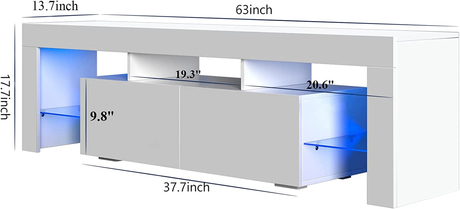 Modern LED TV Stand with RGB Lights and Storage