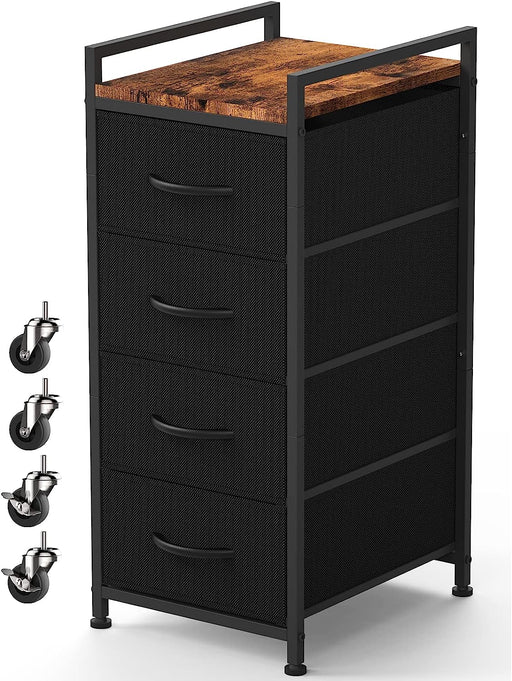 Small 4-Drawer Chest Storage Tower with Rolling Casters