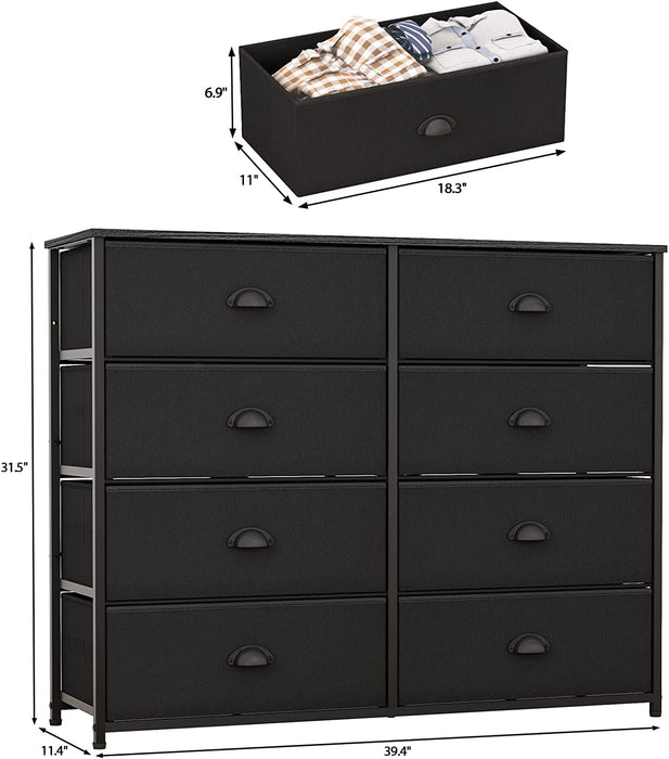 Rustic Black 8 Drawer Wide Dresser
